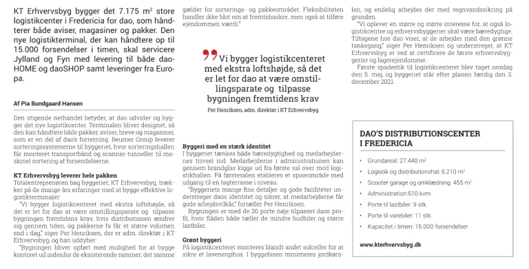 Fremtidens Logistik Magasin: DAO bygger nyt logistikcenter